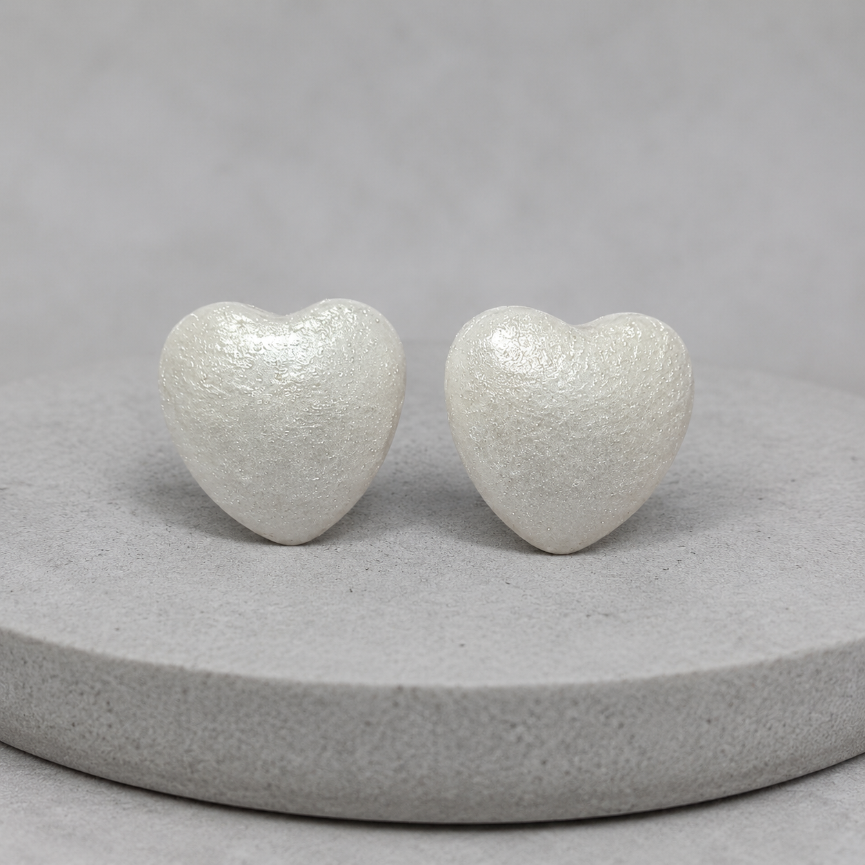 Pearl Mist Heart Resin Earrings