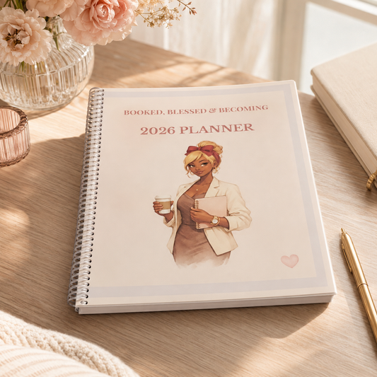 Booked, Blessed & Becoming 2026 Planner | Guided Self-Care, Goals & Budget Planner
