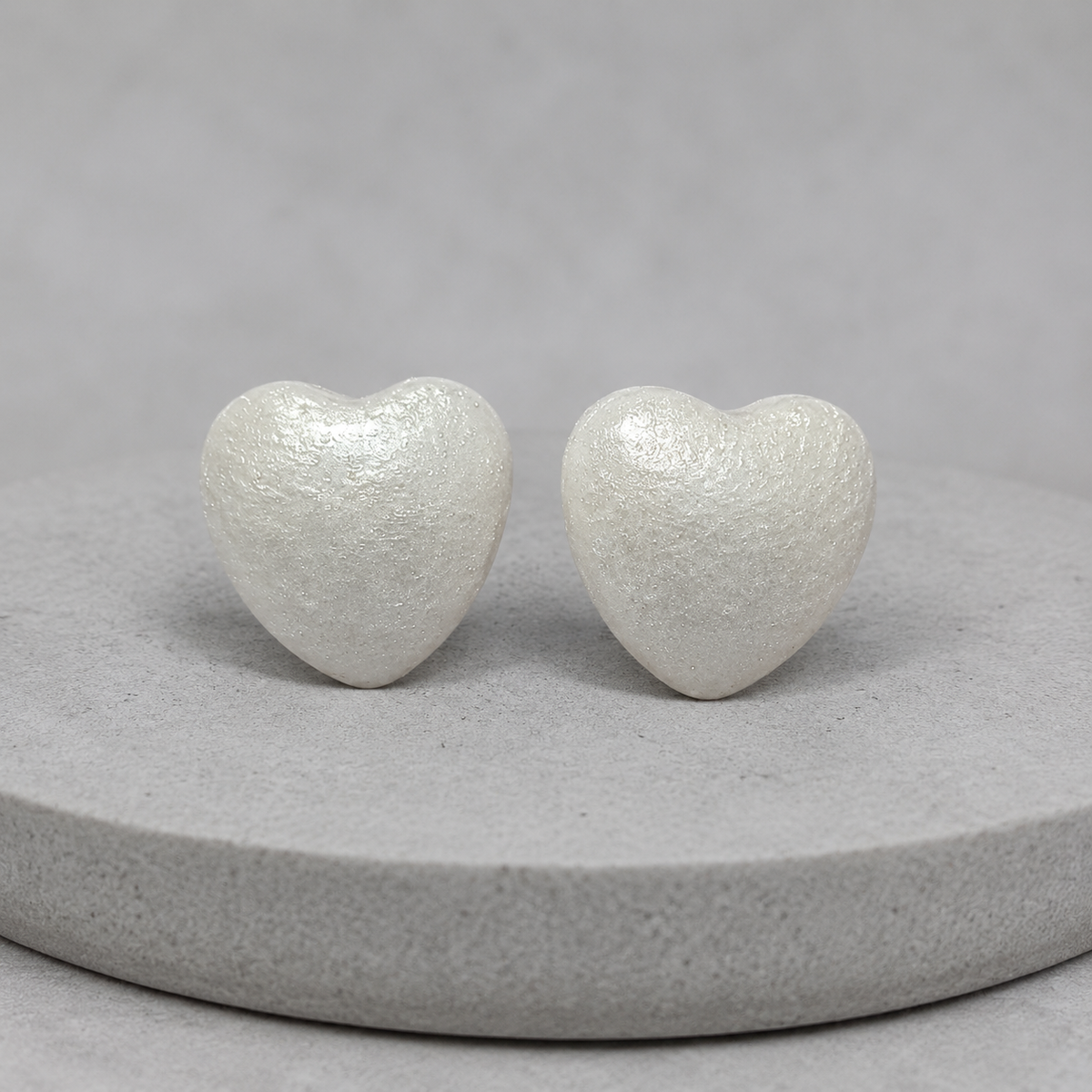 Pearl Mist Heart Resin Earrings
