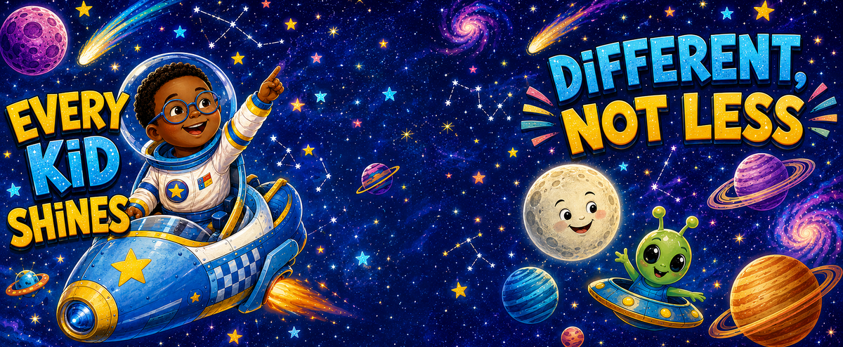 Every Kid Shines colorful space-themed mug wrap artwork
